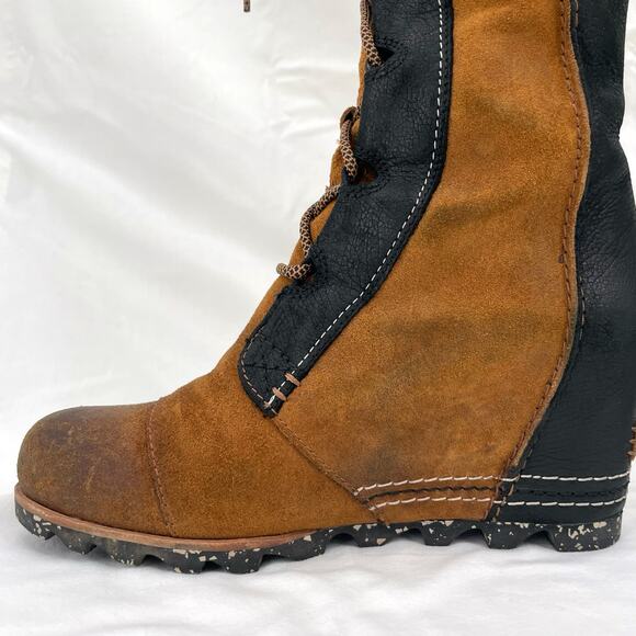 Sorel Cate the Great Elk Black & Tan Knee High Lace Up Suede Boots Size 9 - Picture 13 of 15